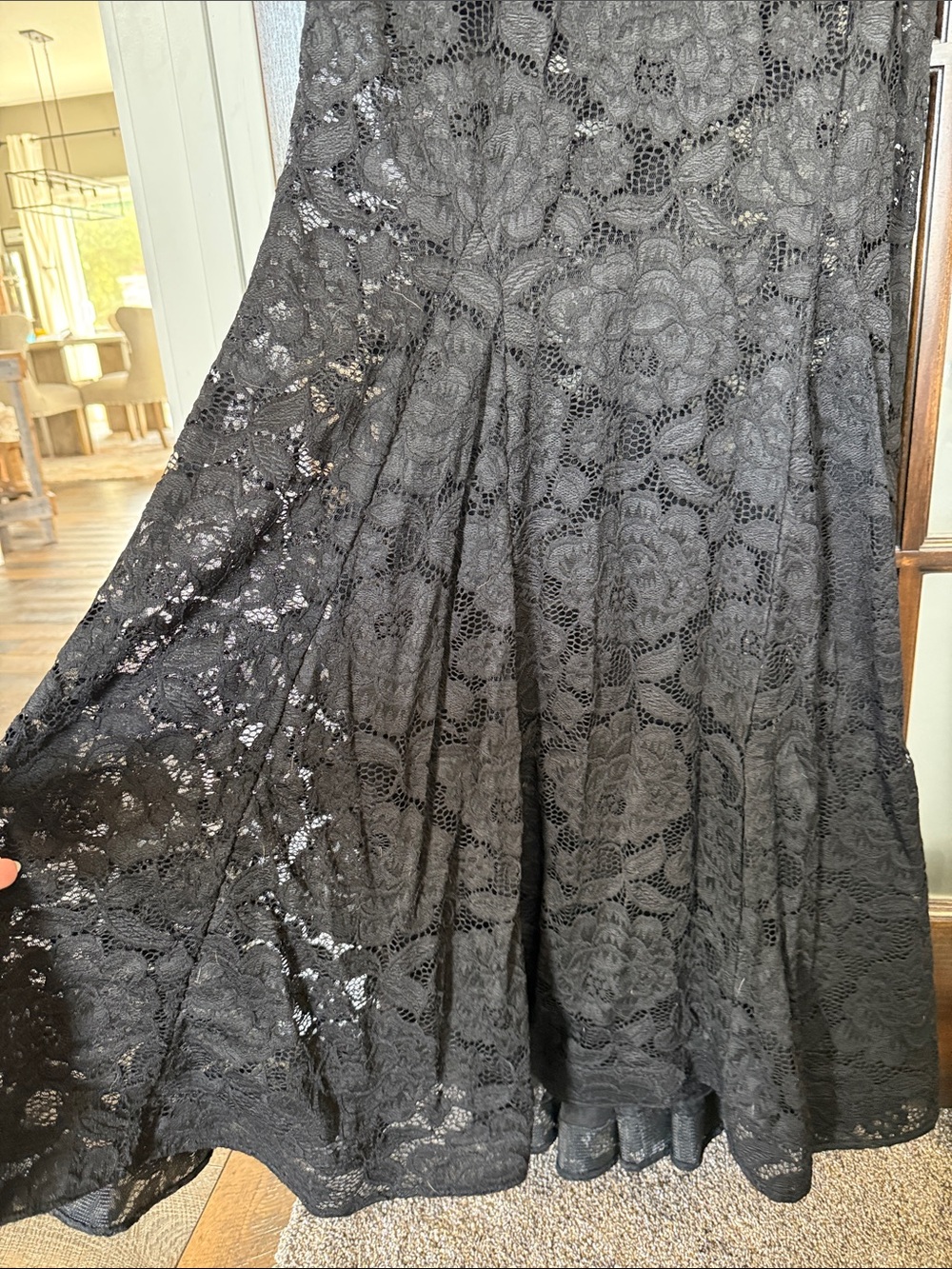 Betsy Adam WhimsiGoth Black Lace Sleeveless Maxi Dress - Elegant Evening Wear - Picture 3 of 6